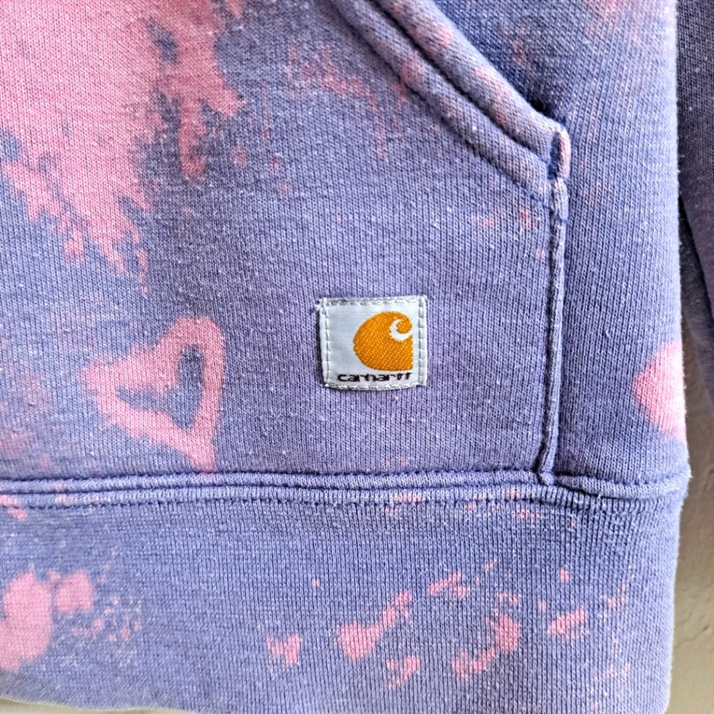 Carhartt Pink and Purple Tie-Dye Zip-Up Hoodie Sweatshirt Size Small - Picture 3 of 6